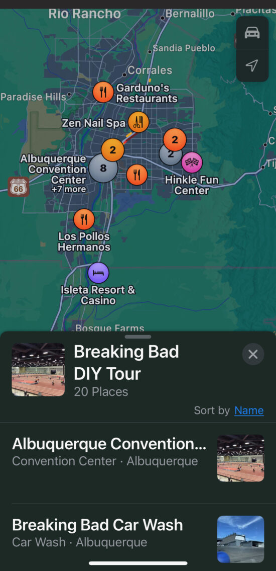 Apple Maps DIY Tour of Breaking Bad scene locations